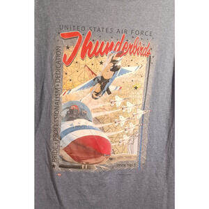 Thunderbirds Air Force Graphic Tee Blue Aviation Pilot T Shirt Size Large
